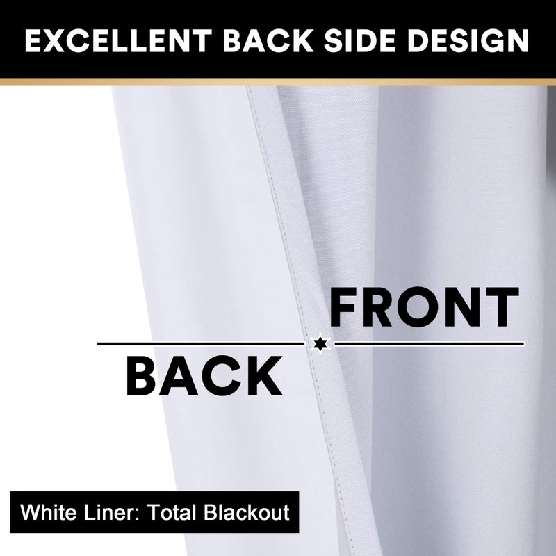 PrinceDeco 100% Blackout Curtains for Living Room Sliding Door Curtains Blackout Curtains 96 Inches Long Patio Curtains for Sliding Door Curtain,W100 X L96 Inchï¼ŒPearl White - Image 4